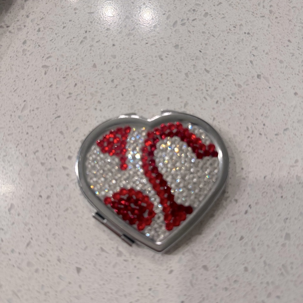 Swarovski Red and Silver Heart Compact mirror